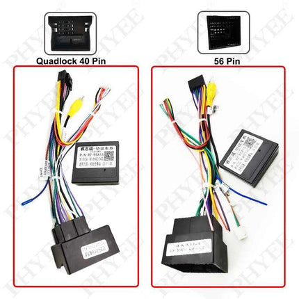 Telaio pannello Android da 10", cablaggio decodificatore CAN Bus (Quadlock/56P) per Peugeot 208 2008 2015-2019, ritenzione SWC Plug & Play a 16 pin