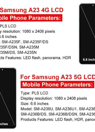IPS For Samsung Galaxy A23 Display A235 SM-A235F LCD Touch Screen Digitizer A23 5G Display A236 LCD SM-A236U A236B Replace Parts