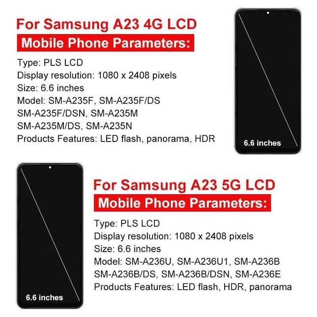 IPS For Samsung Galaxy A23 Display A235 SM-A235F LCD Touch Screen Digitizer A23 5G Display A236 LCD SM-A236U A236B Replace Parts