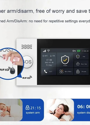 PGST PG-107 4G Tuya Wireless WIFI GSM Sistema di allarme domestico con telecamere di sicurezza Rilevatore di movimento Sensore antifurto Alexa e Google
