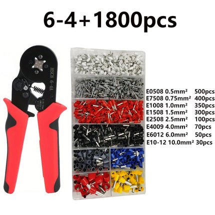 Pinze per Crimpatura Terminali a Ghiera Mini HSC8 6-4/6-6 (0.25-10mm²/0.25-6mm²) per Riparazione Connessioni Elettriche