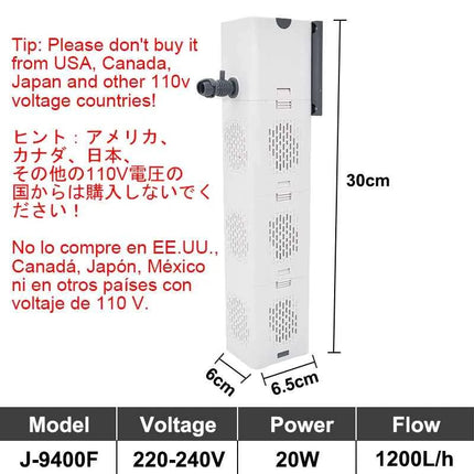 Aquarium Filter Pump Fish Tank Submersible Silent Air Oxygen Aerator Internal Water Pump Aquarium Air Pump Wave Maker 220v