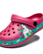Zoccoli per Bambini, Scarpe da Giardino, Sandali Piatti da Spiaggia per Bambini e Bambine con Unicorno e Dinosauro, Ciabatte Antiscivolo Estive con Fori