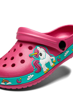 Zoccoli per Bambini, Scarpe da Giardino, Sandali Piatti da Spiaggia per Bambini e Bambine con Unicorno e Dinosauro, Ciabatte Antiscivolo Estive con Fori