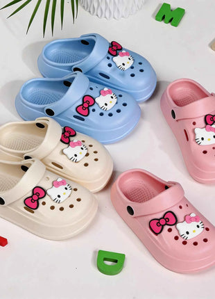 Pantofole per bambini con fiocco Hello Kitty, sandali estivi leggeri e traspiranti per bambine, scarpe da spiaggia
