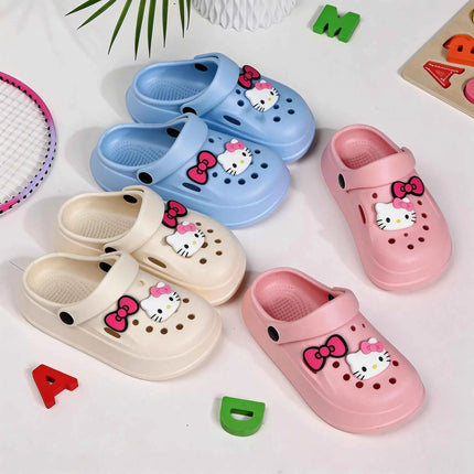 Pantofole per bambini con fiocco Hello Kitty, sandali estivi leggeri e traspiranti per bambine, scarpe da spiaggia