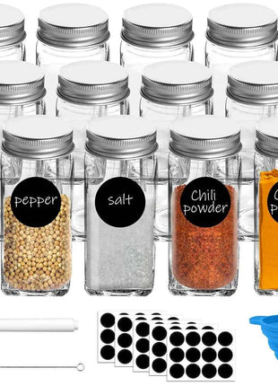 12pcs Seasoning Bottle 120ml Clear Plastic Spice Jar Spice Pepper Salt Storage Bottle Container w/ funnel Kitchen Gadget Tool