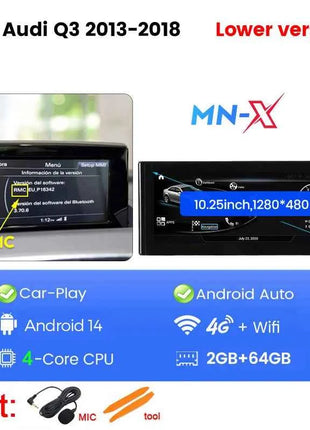 8-Croe Car Wireless Carplay Android Auto For Audi Q3 2012-2018 Multimedia Video Player GPS smart car machine system