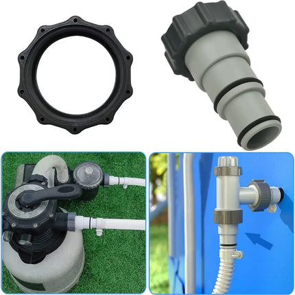 Adattatore per Piscina, Connettore a Serpentina da 32/38mm a Filettatura da 2 Pollici, 2 Pezzi, Adattatore per Pompa Filtro a Sabbia Intex Bestway