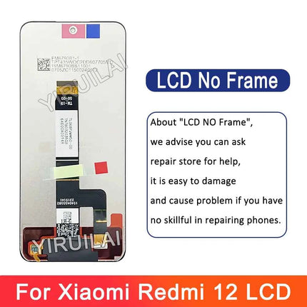 6.79" AMOLED For Xiaomi Redmi 12 LCD Display Touch Screen With Frame Digitizer Assembly For Redmi 23053RN02A 23053RN02Y Screen