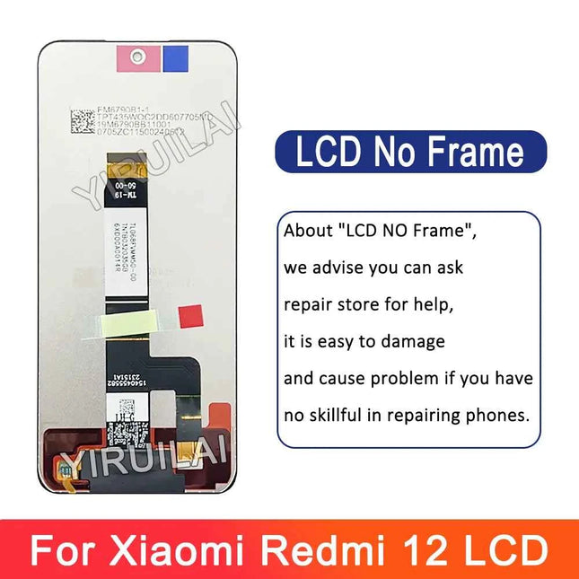 6.79" AMOLED For Xiaomi Redmi 12 LCD Display Touch Screen With Frame Digitizer Assembly For Redmi 23053RN02A 23053RN02Y Screen