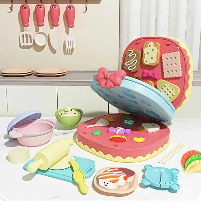 Plastilina fai da te per bambini che modellano set da forno in argilla polimerica Mat Candy Cake Kitchen Pretend Play Toy Girl Kid Birthday Gift