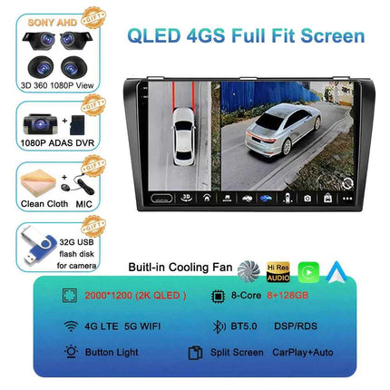 Android 16  video Player Car Radio For Mazda 3 2004 - 2009 2din with BOSE Multimedia Carplay Stereo GPS Head Unit WIFI+4G