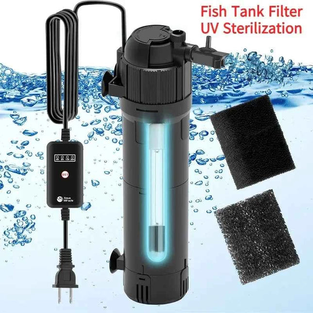 Aquarium UV Sterilizing Filters Fish Tank 5-In-1 UV Filter Silent Water Pump for Fish Tanks Oxygen Pumps Aquariums Accessories