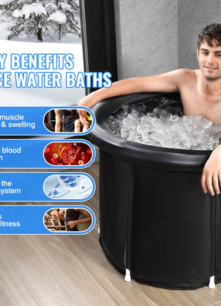 VEVOR Vasca da Bagno di Ghiaccio Lunga 85 cm Vasca per Immersione per Terapia 330 L con Copertura, Barile di Ghiaccio per Recupero, Vasca da Bagno Gonfiabile Pieghevole, Ghiaccio Domestico per Adulti