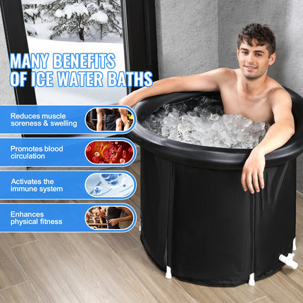 VEVOR Vasca da Bagno di Ghiaccio Lunga 85 cm Vasca per Immersione per Terapia 330 L con Copertura, Barile di Ghiaccio per Recupero, Vasca da Bagno Gonfiabile Pieghevole, Ghiaccio Domestico per Adulti