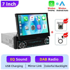Podofo 1DIN Electric Retractable Car Radio Wireless CarPlay Android Auto  Mirror Link Car Multimedia Player DAB FM USB Type-C