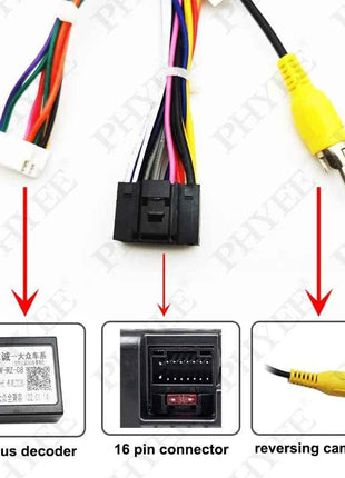 Adattatore per cablaggio CAN Bus, per VW Golf 7 Jetta Polo Caddy Tiguan, cavo Quadlock a 52 pin, per multimediale Android per auto a 16 pin