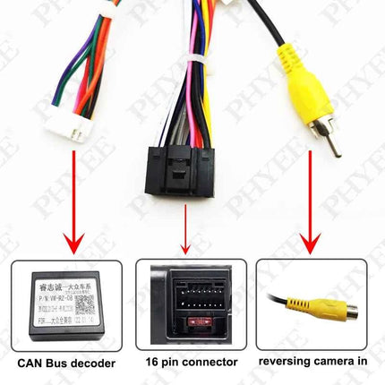 Adattatore per cablaggio CAN Bus, per VW Golf 7 Jetta Polo Caddy Tiguan, cavo Quadlock a 52 pin, per multimediale Android per auto a 16 pin