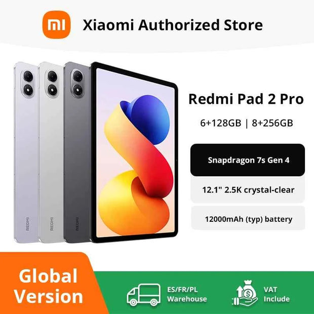Xiaomi Redmi Pad 2 Pro Global Version 12.1" 2.5K crystal-clear display 12000mAh 33W fast charging Snapdragon 7s Gen 4
