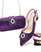 Set di scarpe e borse africane per il matrimonio Set di scarpe e borse da festa nigeriane decorate con eleganti décolleté con tacco di strass per le donne