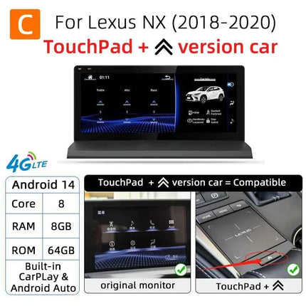 Nunoo Android 14 CarPlay Auto Radio For Lexus NX NX200 NX200T NX300h 2014-2021 Multimedia Navigation GPS DSP 4G WiFi