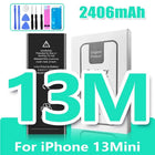 0 Cycle High Capacity Battery For iPhone 11 11Pro 12Pro 12 13 14 13Pro 14Pro Max Mini Phone Bateria + Free Tool Kit