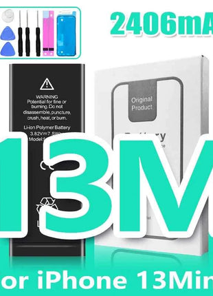 0 Cycle High Capacity Battery For iPhone 11 11Pro 12Pro 12 13 14 13Pro 14Pro Max Mini Phone Bateria + Free Tool Kit
