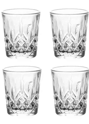 Set Bicchieri in Vetro Inciso 50ml con Rilievi per Spirits Tè e Acqua - 2/4/6/8/12 Pezzi