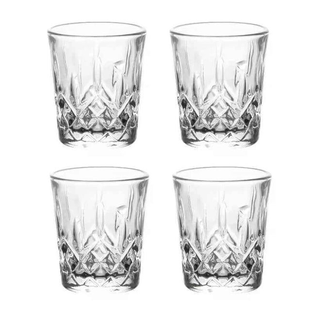 12pcs/8pcs/6pcs/4pcs/2pcs Embossed Glass 50ml Spirits Cups Engraved Tea Drinking Baijiu Cup Water Glass Small Capacity Wine Cup
