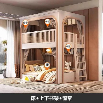 Customizable bunk beds Small apartment sibling bed High and low child and mother slide Space capsule Roof bed