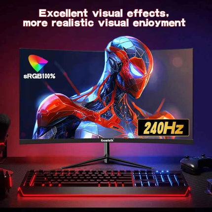 Gawfolk 32 Zoll Curved Gaming Monitor 240Hz, PC Bildschirm Full HD 1080P, Rahmenloses 1800R Computerbildschirm Mit FreeSync Und