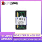 Kingston Laptop Ram DDR3L DDR3 8GB 4GB 1066Mhz 1333Mhz 1600Mhz 1866Mhz SO-DIMM PC3-8500 10600 12800 Notebook DDR3 Dual Channel