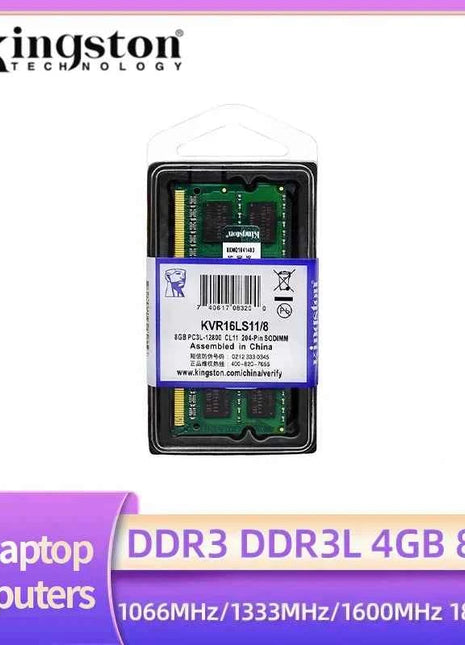 Kingston Laptop Ram DDR3L DDR3 8GB 4GB 1066Mhz 1333Mhz 1600Mhz 1866Mhz SO-DIMM PC3-8500 10600 12800 Notebook DDR3 Dual Channel