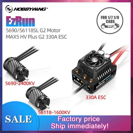 HOBBYWING EzRun ESC Motor Combo Brushless Sensorless 330A ESC 6V/7.4V/8.4V IP67 5690 56118 Brushless Motor For 1/8 1/7 RC Cars