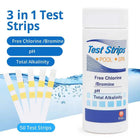 50 pz/set Strisce reattive PH cloro, carta reattiva acqua 3 in 1, strumento multiuso per durezza per piscina, SPA, acquario