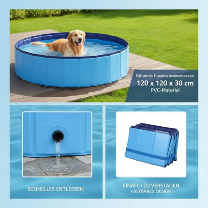 Piscina pieghevole per cani – Struttura robusta in PVC, design antiscivolo e valvola di scarico rapido