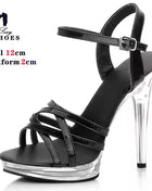 12cm Crystal Glitter Platform Sandals - Non-slip Transparent Wedding Shoes