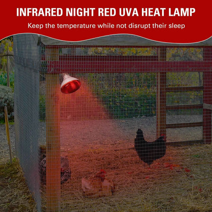Day Night Infrared Heat Lamp 100W/150W/200W/250W/275W Red Heat Lamp Bulb for Brooder Coop Chicks Snake Amphibian Pet Reptile