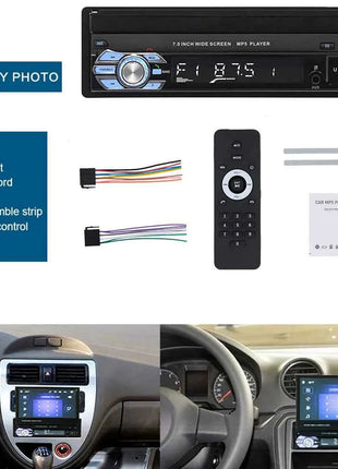 Hikity Car Radio 1DIN 7 inch HD Retractable Touch Screen MP5 Multimedia Player BT FM SD EQ USB AUX Stereo Audio Remote Control