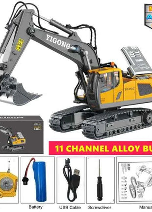 4WD Remote Control Excavator 4x4 Alloy Dump Truck Bulldozer Radio Model RC Car Construction Vehicle Toy Children Kids Gifts