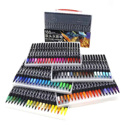 Set Pennarelli Manga Dual Tip 12/24/36/120 Colori Acquerello Fineliner per Calligrafia e Arte