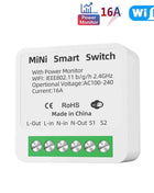 16A Tuya WiFi Smart Switch 2-way Control with Energy Monitor Switch Mini Smart Breaker Smart Life Control  Alexa Via Google Home