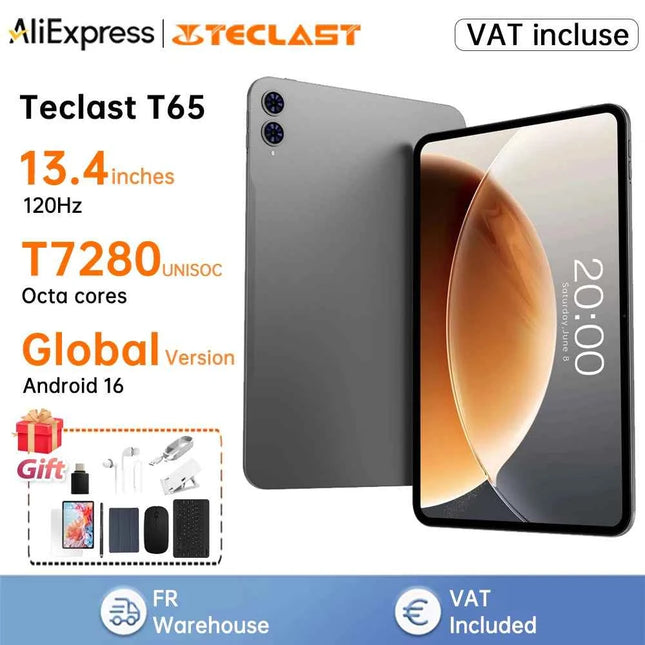 Tablet Teclast Android 16 T65 13.4" 26GB RAM (6GB+20GB) 256GB ROM 120Hz 1920x120 IPS T7280 8-core 4G LTE 8000mAh Type-C GPS 13MP