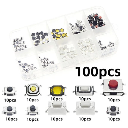 100/200/250 pz 10 tipi di kit combinato trigger interruttore pulsante tattile momentaneo in miniatura adatto per chiave remota dell'auto con pl