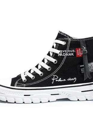 Men's Canvas Vulcanized High-Top Plateau Breathable Casual Sneakers Trainers Sturdy Sneakers
