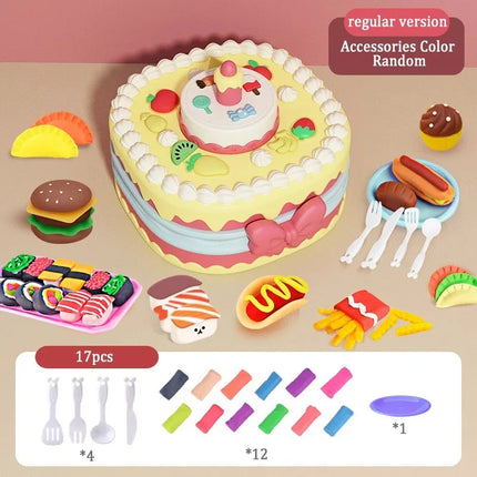 Plastilina fai da te per bambini che modellano set da forno in argilla polimerica Mat Candy Cake Kitchen Pretend Play Toy Girl Kid Birthday Gift