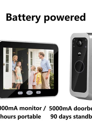 Yuezhe Tuya Smart Life Videocitofono WiFi Campanello PIR Telecamera 2MP Sistema citofonico di sicurezza per porta wireless impermeabile esterno Monitor da 5'