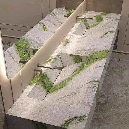 Seamless Stone Vanity Set, One-Piece Basin Bathroom Cabinet , SingleDouble Sink, Stain Resistant & Durable, Customizable