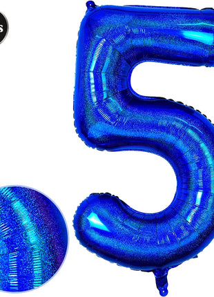 Palloncino laser blu da 40 pollici digitale 0123456789 Palloncino a elio foil Ragazzi Ragazze Compleanno Decorazioni per feste blu Palloncino Bluey